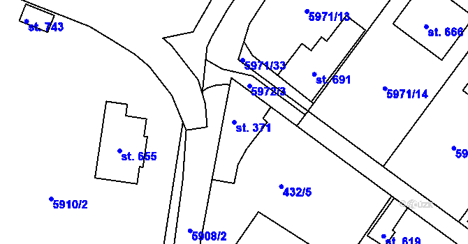 Parcela st. 371 v KÚ Únanov, Katastrální mapa