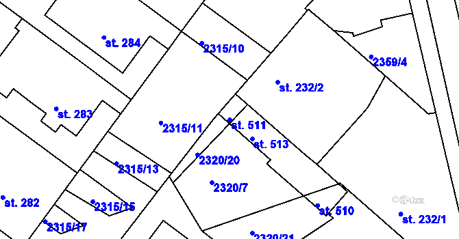 Parcela st. 511 v KÚ Únanov, Katastrální mapa