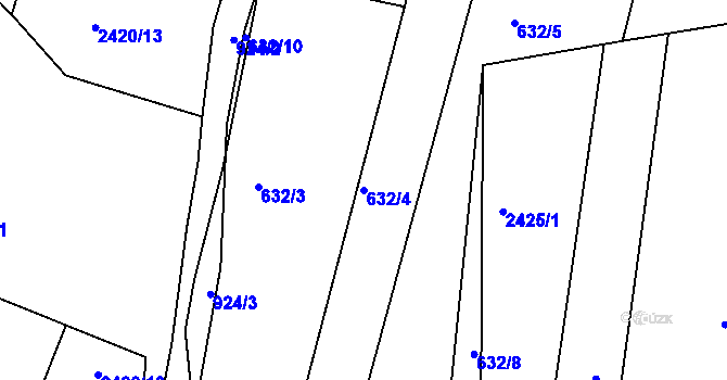Parcela st. 632/4 v KÚ Únanov, Katastrální mapa