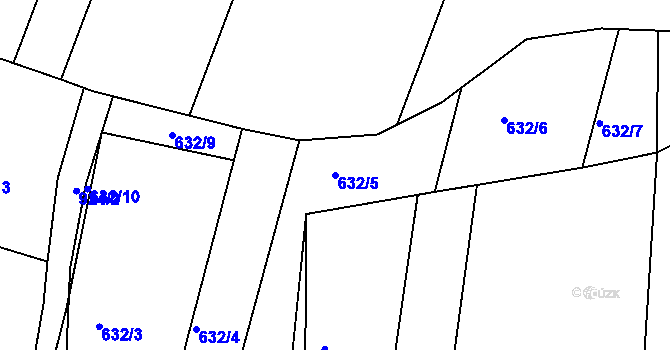 Parcela st. 632/5 v KÚ Únanov, Katastrální mapa