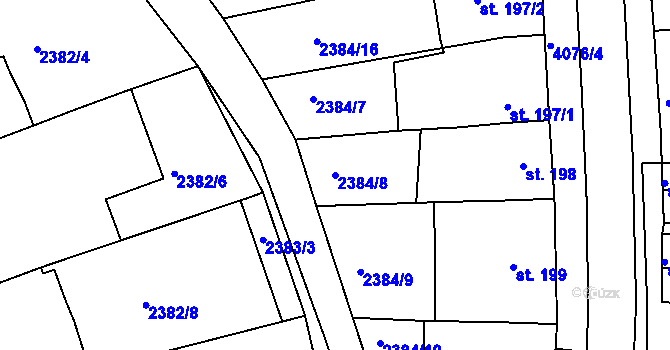Parcela st. 2384/8 v KÚ Únanov, Katastrální mapa