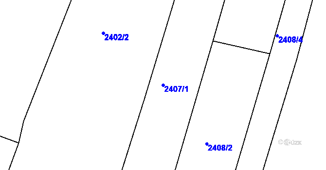 Parcela st. 2407/1 v KÚ Únanov, Katastrální mapa