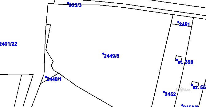 Parcela st. 2449/6 v KÚ Únanov, Katastrální mapa