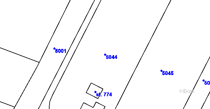 Parcela st. 5044 v KÚ Únanov, Katastrální mapa