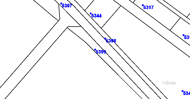 Parcela st. 5399 v KÚ Únanov, Katastrální mapa