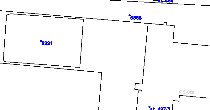 Parcela st. 5569/1 v KÚ Únanov, Katastrální mapa