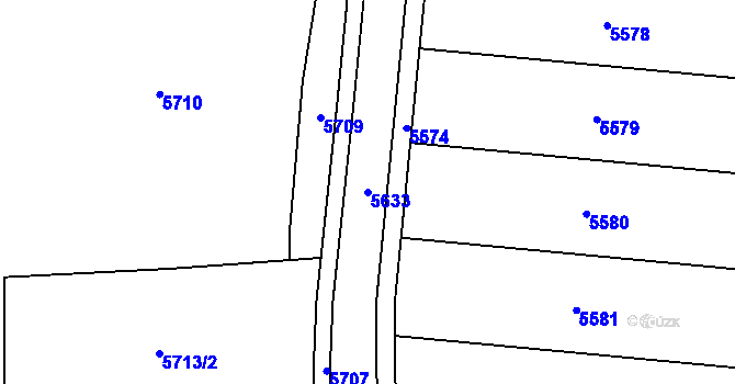 Parcela st. 5633 v KÚ Únanov, Katastrální mapa