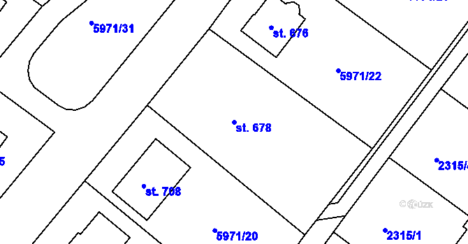 Parcela st. 678 v KÚ Únanov, Katastrální mapa