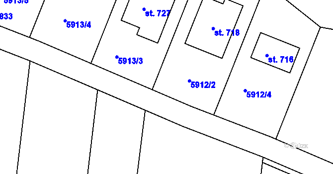 Parcela st. 5913/2 v KÚ Únanov, Katastrální mapa