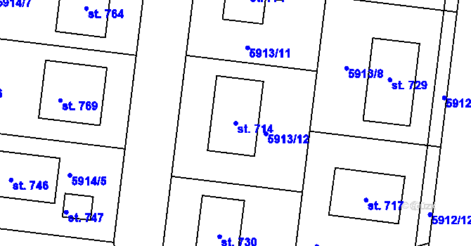 Parcela st. 714 v KÚ Únanov, Katastrální mapa