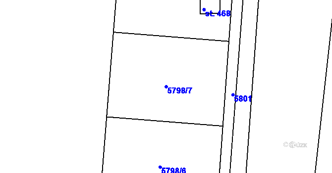 Parcela st. 5798/7 v KÚ Únanov, Katastrální mapa