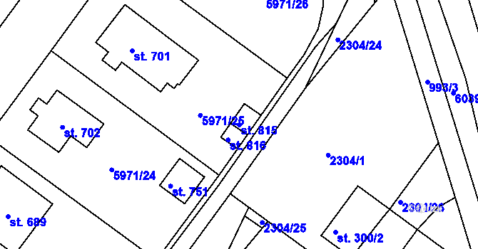 Parcela st. 815 v KÚ Únanov, Katastrální mapa