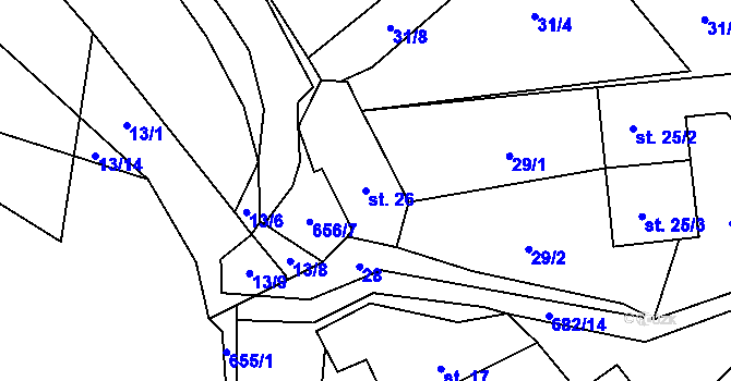 Parcela st. 26 v KÚ Unčín, Katastrální mapa
