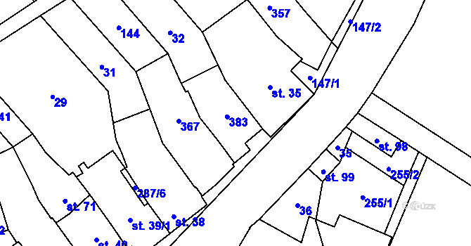 Parcela st. 36 v KÚ Rozvadovice, Katastrální mapa