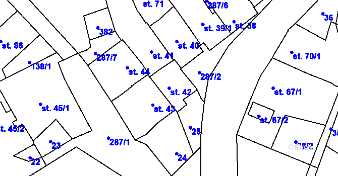 Parcela st. 42 v KÚ Rozvadovice, Katastrální mapa