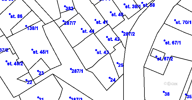 Parcela st. 43 v KÚ Rozvadovice, Katastrální mapa