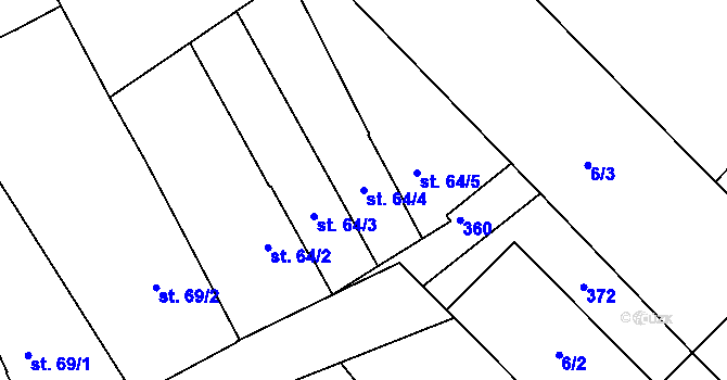 Parcela st. 64/4 v KÚ Rozvadovice, Katastrální mapa