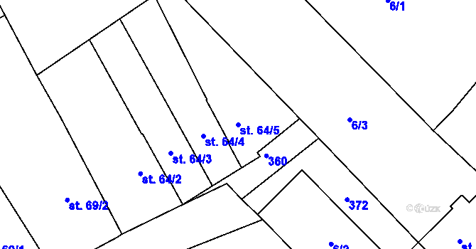 Parcela st. 64/5 v KÚ Rozvadovice, Katastrální mapa