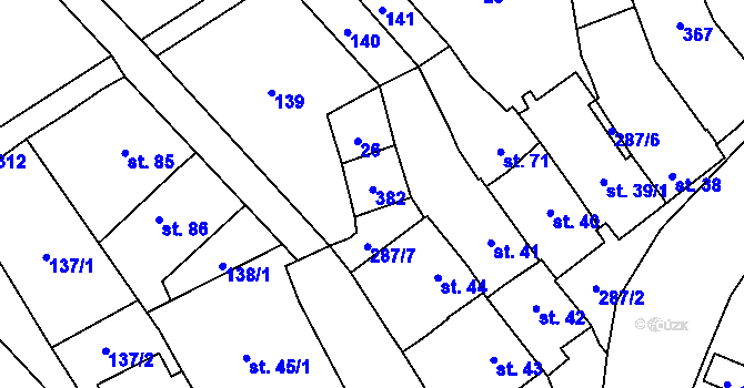 Parcela st. 72 v KÚ Rozvadovice, Katastrální mapa