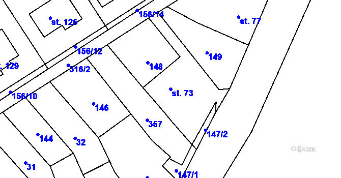Parcela st. 73 v KÚ Rozvadovice, Katastrální mapa