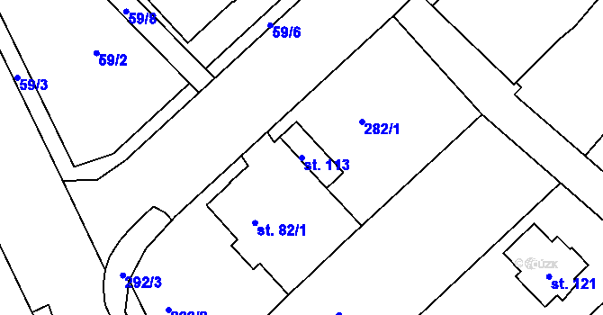Parcela st. 113 v KÚ Rozvadovice, Katastrální mapa