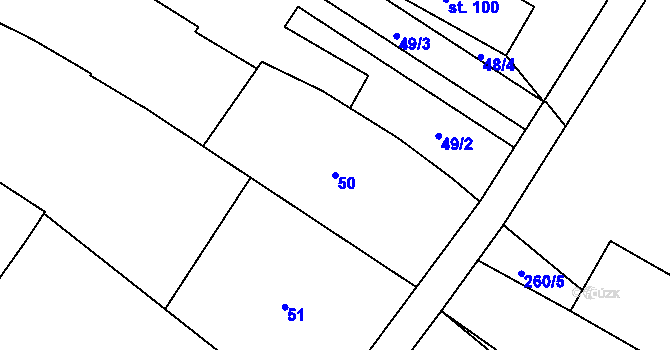 Parcela st. 50 v KÚ Rozvadovice, Katastrální mapa