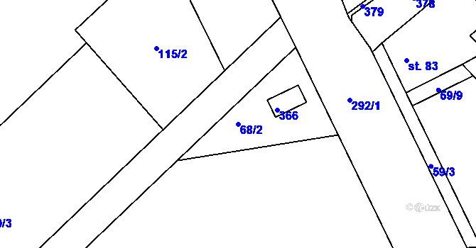 Parcela st. 68/2 v KÚ Rozvadovice, Katastrální mapa