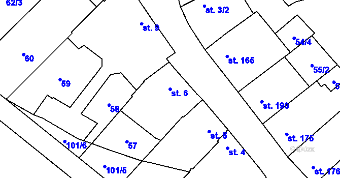Parcela st. 6 v KÚ Unčovice, Katastrální mapa