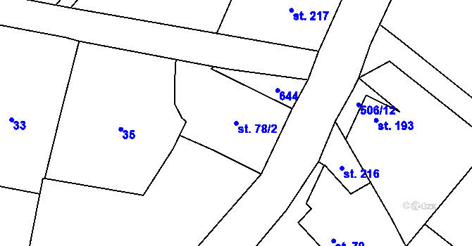 Parcela st. 78/2 v KÚ Unčovice, Katastrální mapa