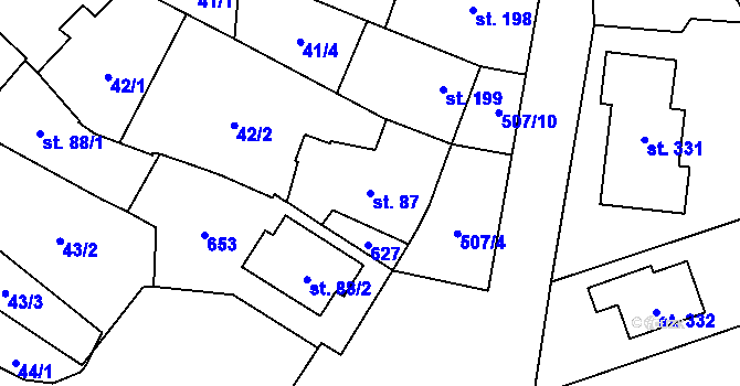 Parcela st. 87 v KÚ Unčovice, Katastrální mapa