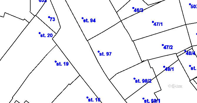Parcela st. 97 v KÚ Unčovice, Katastrální mapa