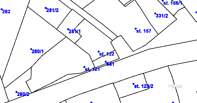 Parcela st. 122 v KÚ Unčovice, Katastrální mapa