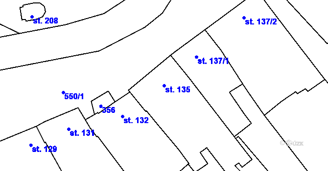 Parcela st. 135 v KÚ Unčovice, Katastrální mapa