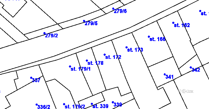 Parcela st. 172 v KÚ Unčovice, Katastrální mapa