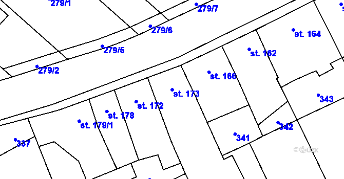 Parcela st. 173 v KÚ Unčovice, Katastrální mapa