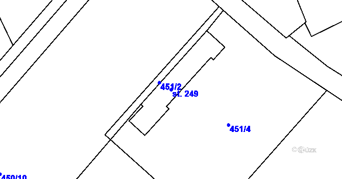 Parcela st. 249 v KÚ Unčovice, Katastrální mapa