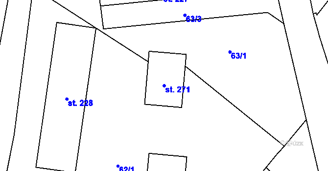 Parcela st. 271 v KÚ Unčovice, Katastrální mapa