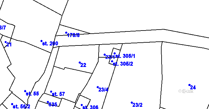 Parcela st. 23/1 v KÚ Unčovice, Katastrální mapa