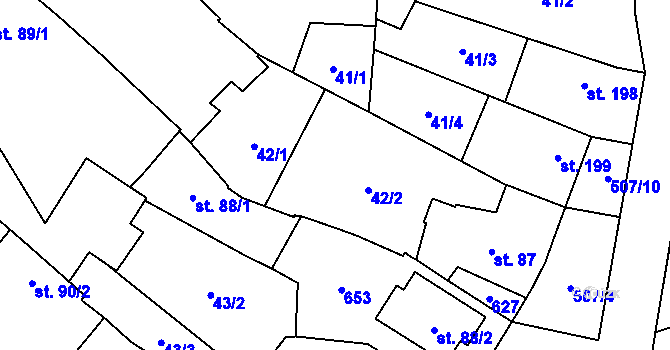 Parcela st. 42 v KÚ Unčovice, Katastrální mapa