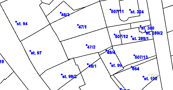 Parcela st. 47/2 v KÚ Unčovice, Katastrální mapa