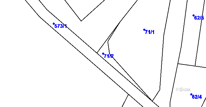Parcela st. 71/2 v KÚ Unčovice, Katastrální mapa