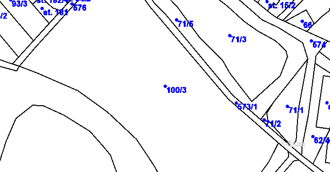 Parcela st. 100/3 v KÚ Unčovice, Katastrální mapa