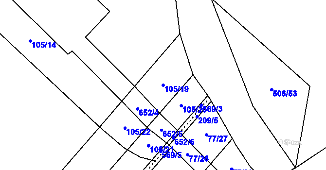 Parcela st. 105/19 v KÚ Unčovice, Katastrální mapa