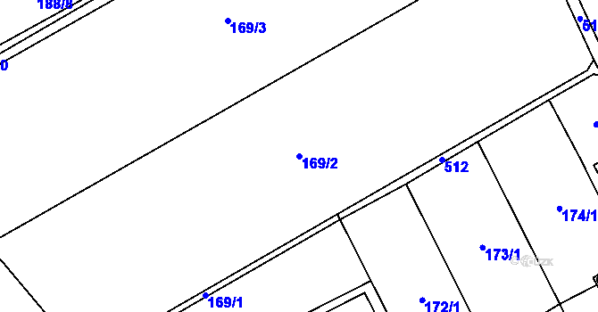 Parcela st. 169/2 v KÚ Unčovice, Katastrální mapa