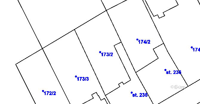 Parcela st. 173/2 v KÚ Unčovice, Katastrální mapa