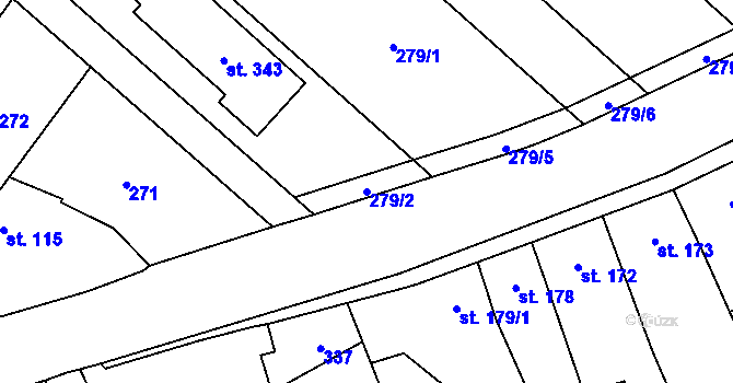 Parcela st. 279/2 v KÚ Unčovice, Katastrální mapa
