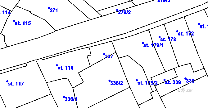 Parcela st. 337 v KÚ Unčovice, Katastrální mapa