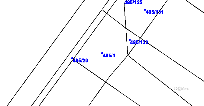 Parcela st. 485/1 v KÚ Unčovice, Katastrální mapa
