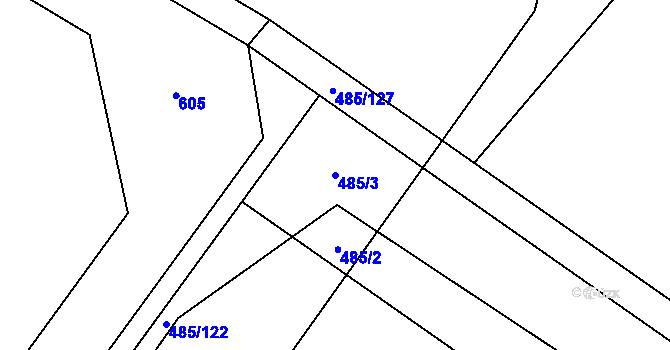 Parcela st. 485/3 v KÚ Unčovice, Katastrální mapa