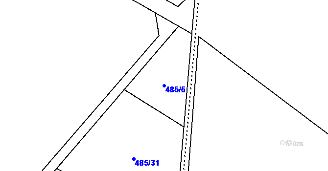 Parcela st. 485/5 v KÚ Unčovice, Katastrální mapa